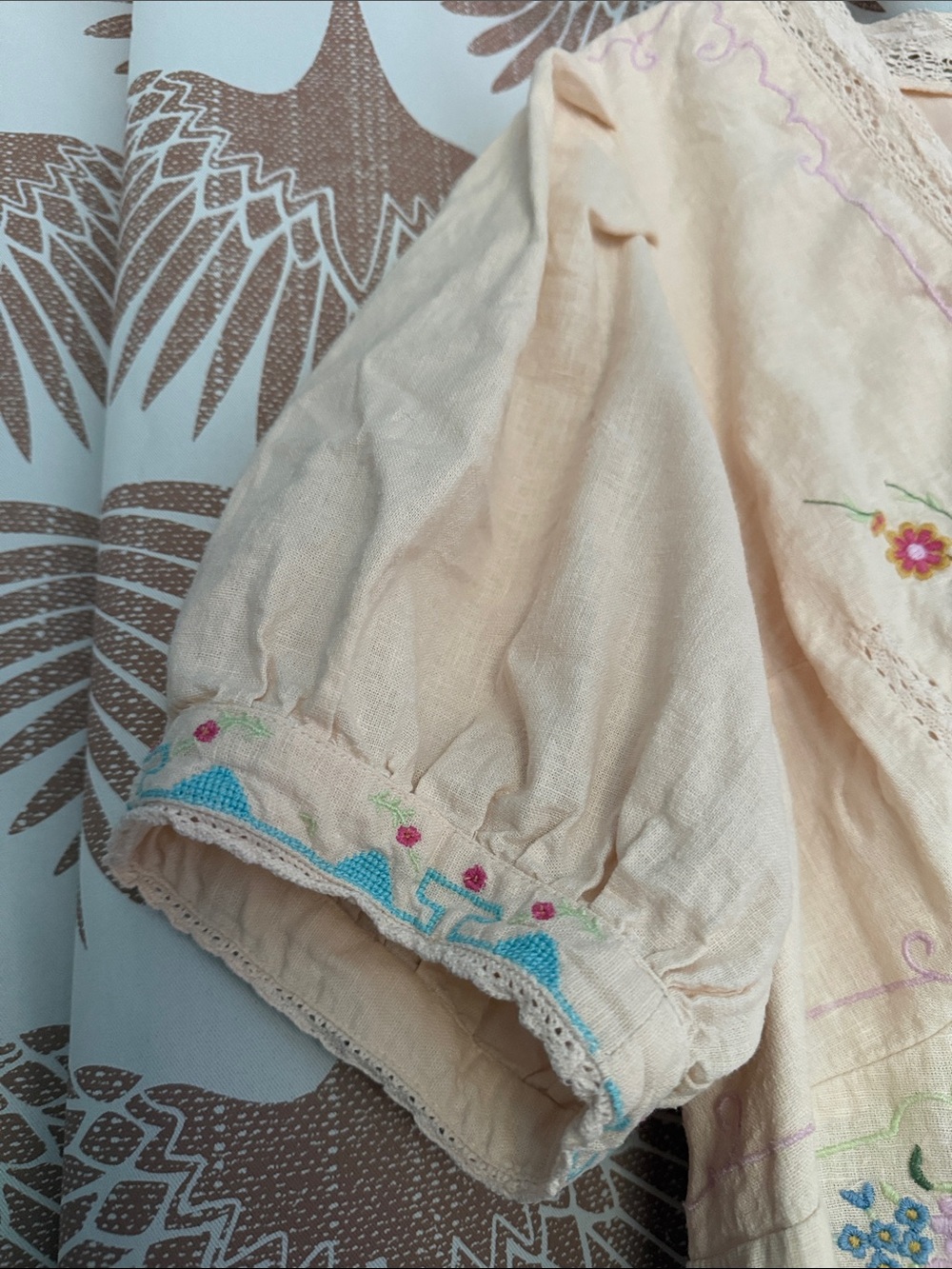 Anthropologie linen embroidered crochet dress 20w 2x - Picture 7 of 16